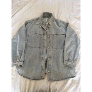 Stoosh Oversized Vintage Denim Button Up Jacket  Light Denim Sz M